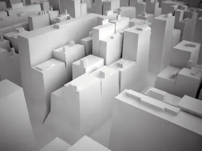 Cityscape Futuristic Exterior and Buildings Low-poly 3D model