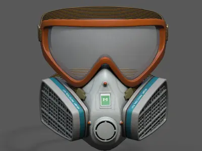 Gas mask helmet 3d model military combat fantasy futuristic  Low-poly 3D model