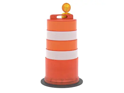 Traffic Barrel Barricade and Cone 3D model