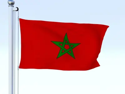 Animated Morocco Flag Low-poly 3D model