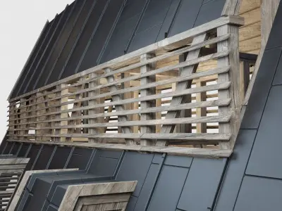 Triangular Wooden Modern House Low-poly 3D model