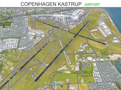 Copenhagen Kastrup Airport 15km Low-poly 3D model