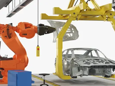  ABB IRB 7600 with Gripper Vehicle Carrier Rigged 