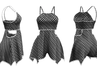 Cutout Mini Willow Skirt Dress Low-poly 3D model