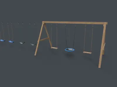 PBR Modular Outdoor Playground Swing Sets B Low-poly 3D model