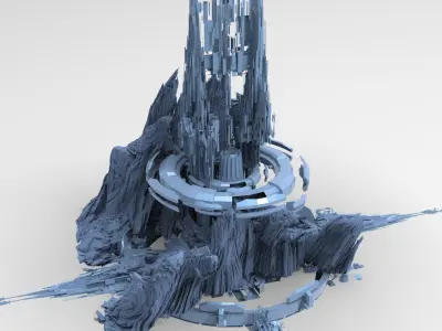 Sci fi mountain Artifact facility exterior Tower  3D model
