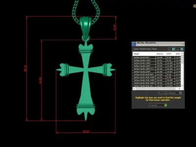 Light Gold 18K Cross Pendant 2CP081 3D print model