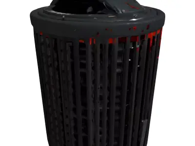 Weathered Urban Trash Bin Low-poly 3D model