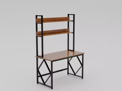 Wooden Study Table Low-poly 3D model