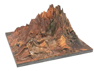 Mountain made of wood Low-poly 3D model