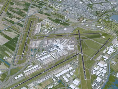 Amsterdam Airport 20km Low-poly 3D model