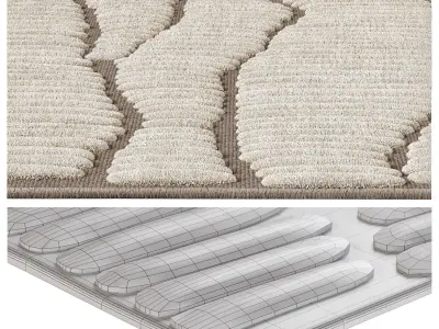 Fossil Cream Beige Modern Textured Rug 3D model