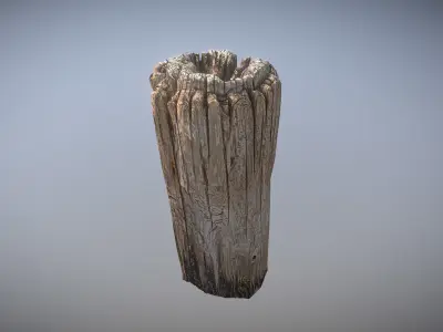 Wooden pole from a seaside Low-poly 3D model