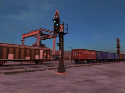 Train signal light collection Low-poly 3D model