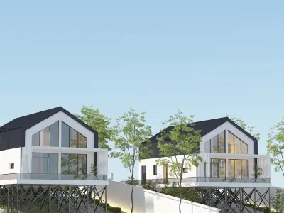 Cottage on the mountain Low-poly 3D model