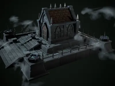 Stylized crypt Low-poly 3D model