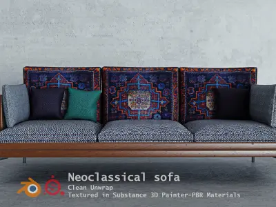 Neoclassical Sofa Low-poly 3D model