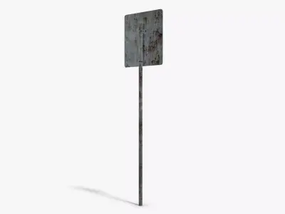 Damaged Bus Stop Sign Low-poly 3D model