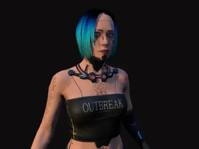 Cyberpunk Girl Low-poly 3D model