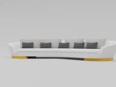 Sofa 3d model with gold legs 3D model