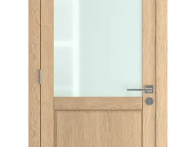 Door-065 interior door in oak with frosted glass 3D model