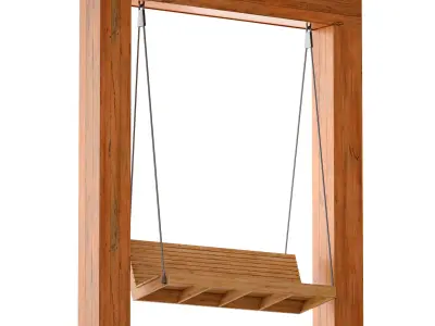 Wooden park swing made of light wood 3D model