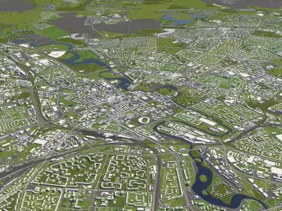 Minsk Belarus 50x50km 3D City Map 3D model