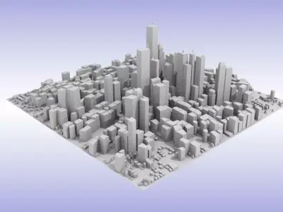 City center Low-poly 3D model
