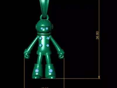 Gold Robot Pendant  3D Printable Model  3D print model