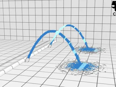 LUMION ANIMATED FOUNTAIN Jet arc fountain CHAMPAGNE FROTH FLOW 3D model