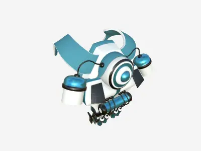 SciFi Backpack B04 White Blue - Fashion Character Design Low-poly 3D model