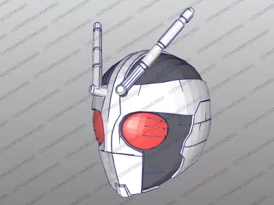 Kamen Rider RX Robo Rider Helmet paper papekura Low-poly 3D model