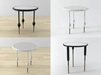 Philippe I four different tables with wooden legs 3D model