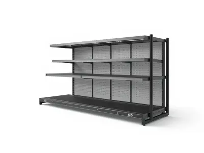 Open-frame Supermarket Shelf Tubular Framework model pack Low-poly 3D model
