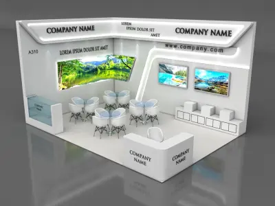 Booth Exhibition Stand Stall 5X7m Height 400 cm 2 Side Open 3D model