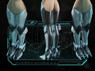 Scifi leg armor female lowpoly game asset Low-poly 3D model