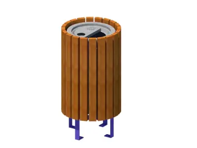 Outdoor wooden and iron trash bin  3D model