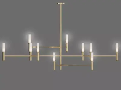 ROOTS gold chandelier with six lights 3D model