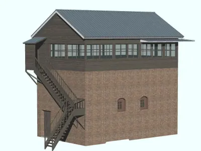 old japan railway side house set Low-poly 3D model