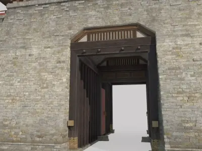 Ancient Asian architecture city tower 3D model