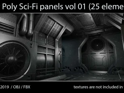 Modular Sci-Fi panels vol 01 Low-poly 3D model