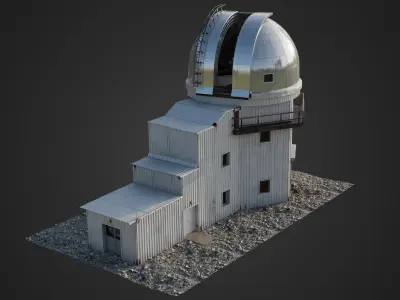 Realistic Astronomical Observatory 3D Model Metallic Dome 3D model