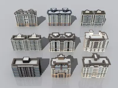 Architecture house backdrop residential  office building city 3D model shop
