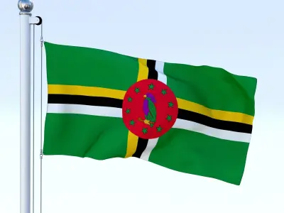 Animated Dominica Flag Low-poly 3D model
