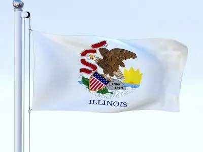 Animated Illinois Flag Low-poly 3D model