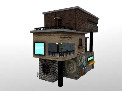 Cyberpunk City - Building 14  Low-poly 3D model