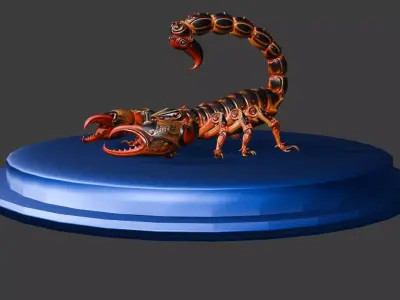 Crimson Steel Scorpion Low-poly 3D model