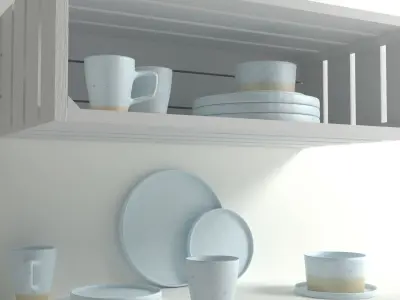 Tableware Collection ceramic dinnerware set - light 3D model