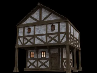 House made for game RPG Medival projects Low-poly 3D model