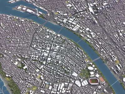 Niigata - 3D City Model Low-poly 3D model